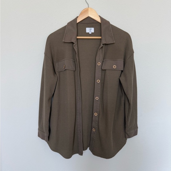 PLM Jackets & Blazers - Chic Brown Waffle Knit Shacket